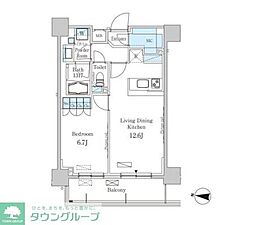 パークアクシス東高円寺 1LDKの間取図画像