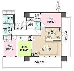 ザ・パークハウス中野タワー 3LDKの間取図画像