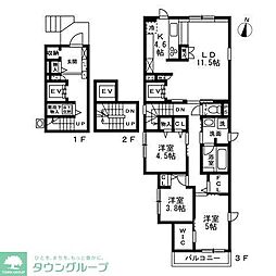 (仮)渋谷区本町HK0324 新築賃貸住宅 3LDKの間取図画像