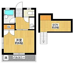 第二山崎ハイツ 1Kの間取図画像