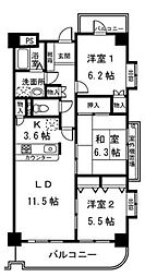 オークヒルズ 3LDKの間取図画像