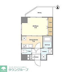 シェル中野弥生町 1Kの間取図画像