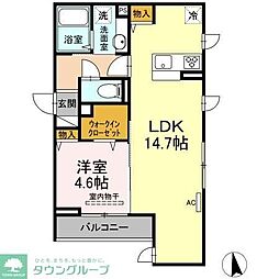 アンジュール中野 1LDKの間取図画像