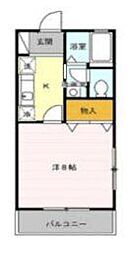 ボワ・フルールA 1Kの間取図画像