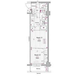ガーラ・ヒルズ新宿 2Kの間取図画像