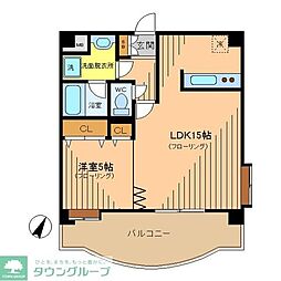 アビタシオン中野坂上 1LDKの間取図画像