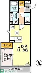 エクレウス下馬 1LDKの間取図画像