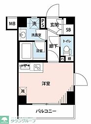 プレール・ドゥーク新宿御苑 ワンルームの間取図画像