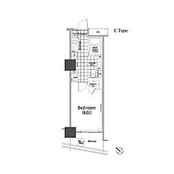 パークハビオ赤坂タワー 1Kの間取図画像