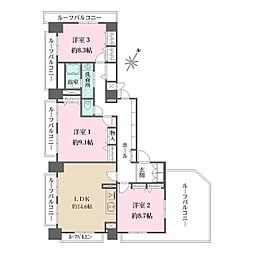 ダイヤハイツ自由が丘 3LDKの間取図画像