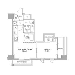 ザ・パークハビオ目黒レジデンス 1LDKの間取図画像