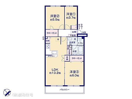 3LDK 間取り