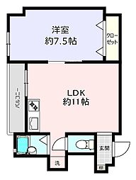 市川すがの住宅 1LDKの間取図画像