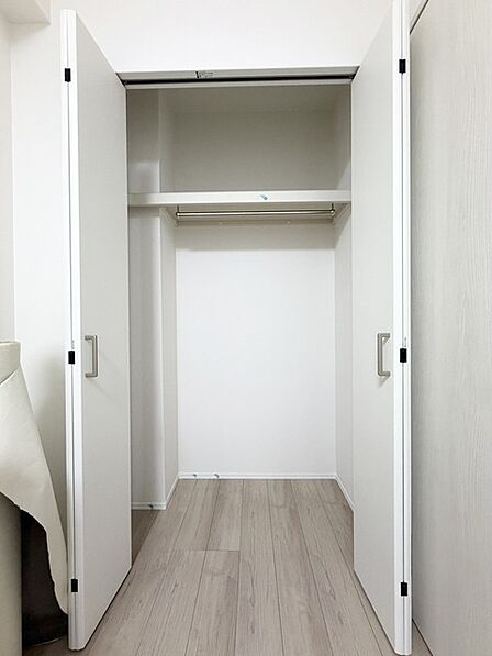 たくさんのお洋服やバッグを見やすく・取り出しやすく、慌ただしい朝もコーディネートを決めやすくなります。スーツケース等の大きな荷物の保管にも便利です。