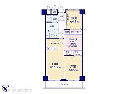 市川ハイツB棟 2SLDKの間取図画像