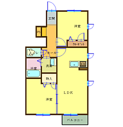 クレールフォレ 2LDKの間取図画像