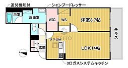 阪急宝塚本線 蛍池駅 徒歩2分の賃貸マンション 1階1LDKの間取り