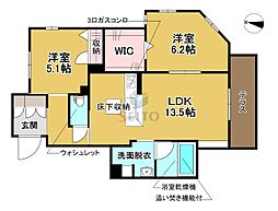 シャーメゾンエムエイチ曽根東 2LDKの間取図画像