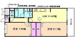 LUXE北桜塚 2LDKの間取図画像