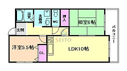 ロイヤルエスタ服部 2LDKの間取図画像