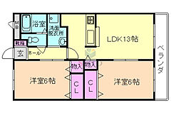 アビーロード 2LDKの間取図画像