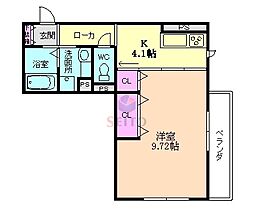 グランノルテ 1Kの間取図画像