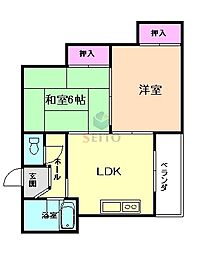 エクセレンス栄光 2DKの間取図画像