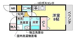 ミール豊中 ワンルームの間取図画像