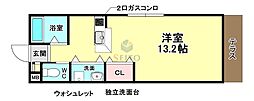リヴェール・曽根 1Kの間取図画像