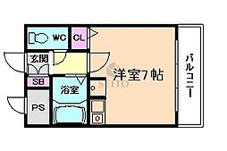 曽根TERRACE ワンルームの間取図画像