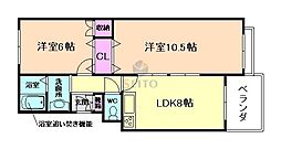 池田マンション 2LDKの間取図画像