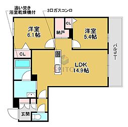 シャーメゾン ペイ ドゥ レーヴ 2LDKの間取図画像