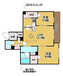 シャーメゾン ペイ ドゥ レーヴ 2LDKの間取図画像