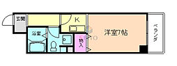 ラ・ヴィ21 1Kの間取図画像