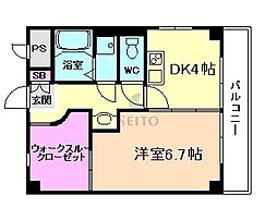 富久美荘 1DKの間取図画像