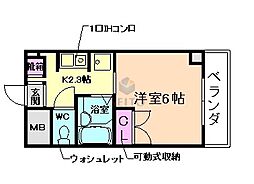 プリモ中桜塚 1Kの間取図画像