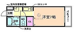 リヴェール西出 1Kの間取図画像