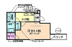 フジパレス服部本町2番館 1Kの間取図画像