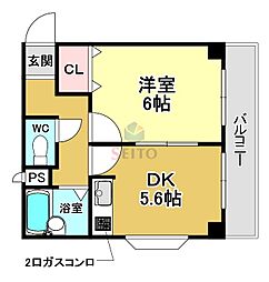 メゾン東栄・幸町 1DKの間取図画像