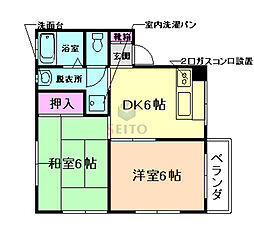 ウイステアリア庄内 2DKの間取図画像