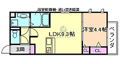 アヴェニール服部 1LDKの間取図画像