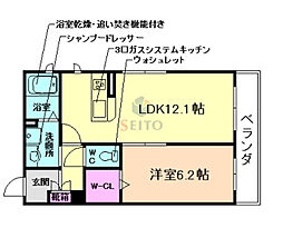 カーサフェリーチェ南桜塚 1LDKの間取図画像
