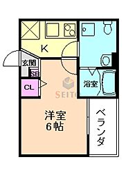 SEED豊中 1Kの間取図画像