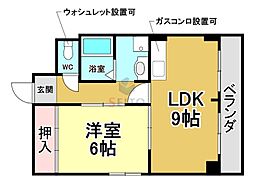 富久美荘 1LDKの間取図画像
