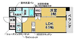 アーバンパーク御幣島 1LDKの間取図画像
