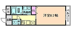 Regalo野里 ワンルームの間取図画像