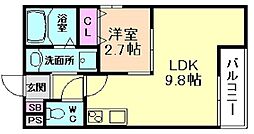 Regalo野里2番館 1LDKの間取図画像