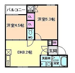 ARTGARDEN 2DKの間取図画像