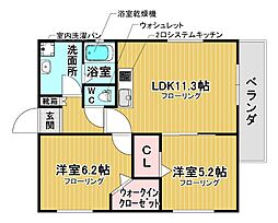 大阪市西淀川区御幣島5丁目マンション 2LDKの間取図画像