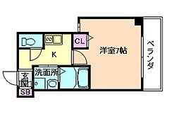 ラシーヌ新北野 1Kの間取図画像